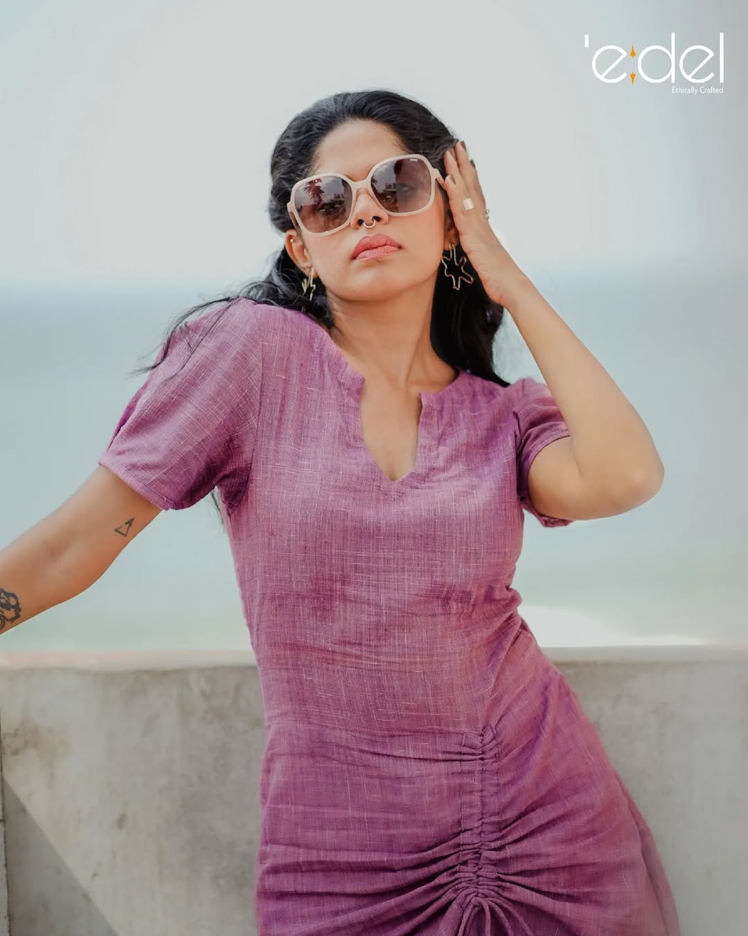 Mauve Mirage Khadi Dress