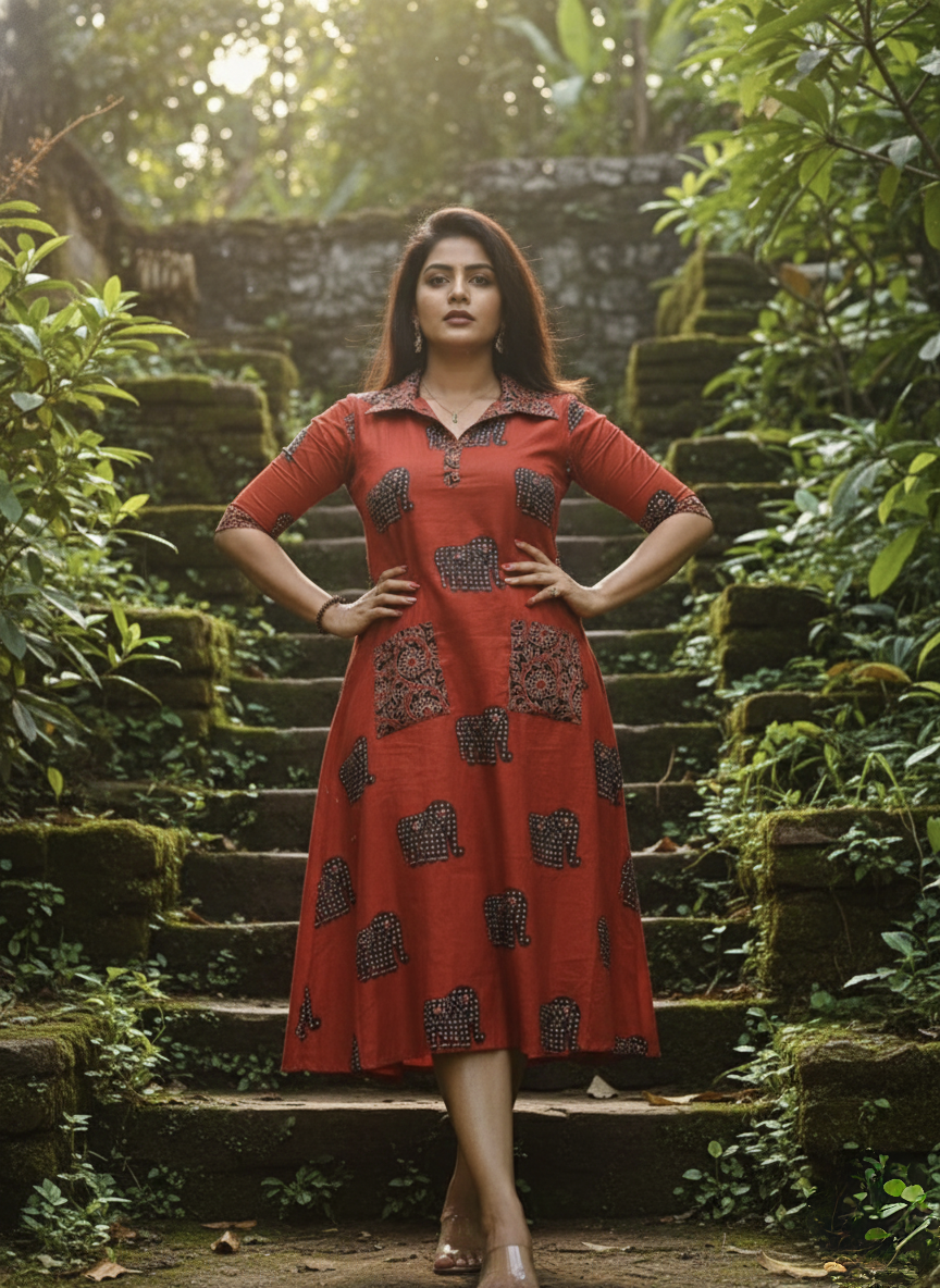 Rust Grove A-Line Dress