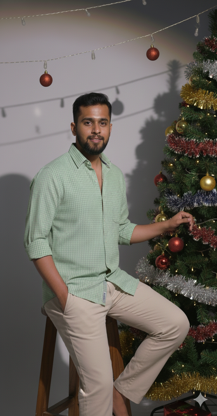 Green Gingham Check Shirt