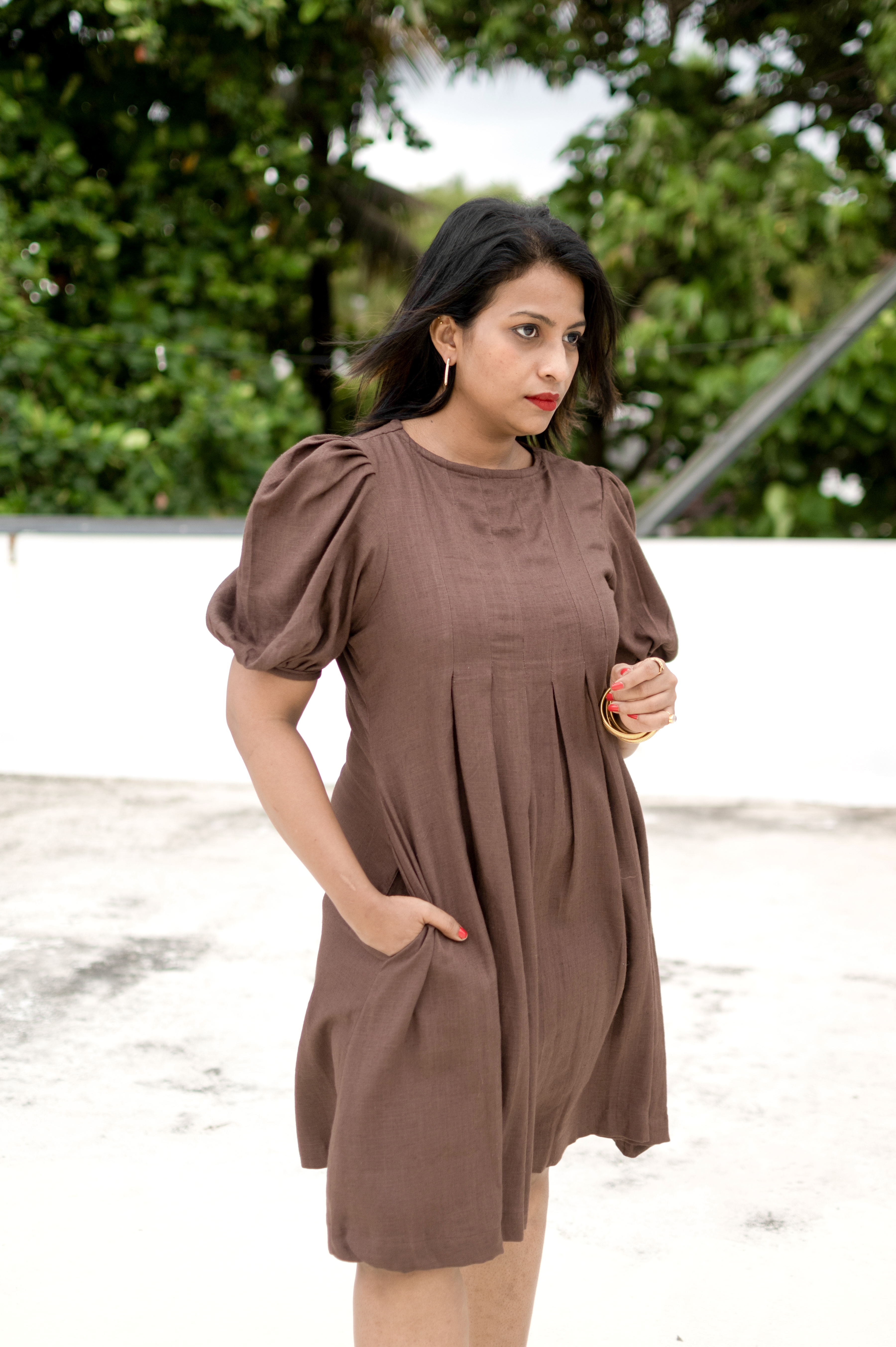 Mocha Breeze Khadi Dress
