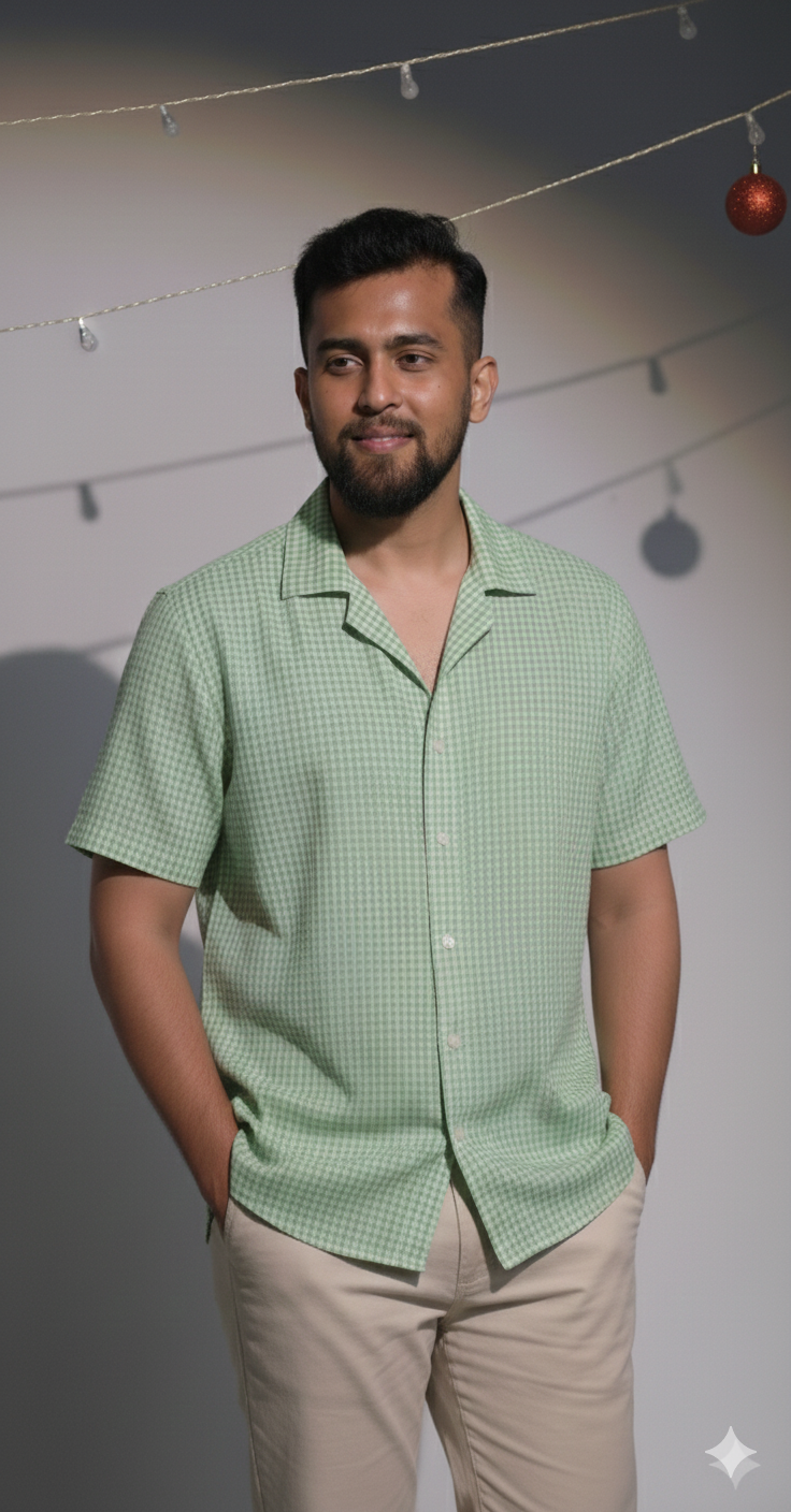 Green Gingham Breeze Shirt