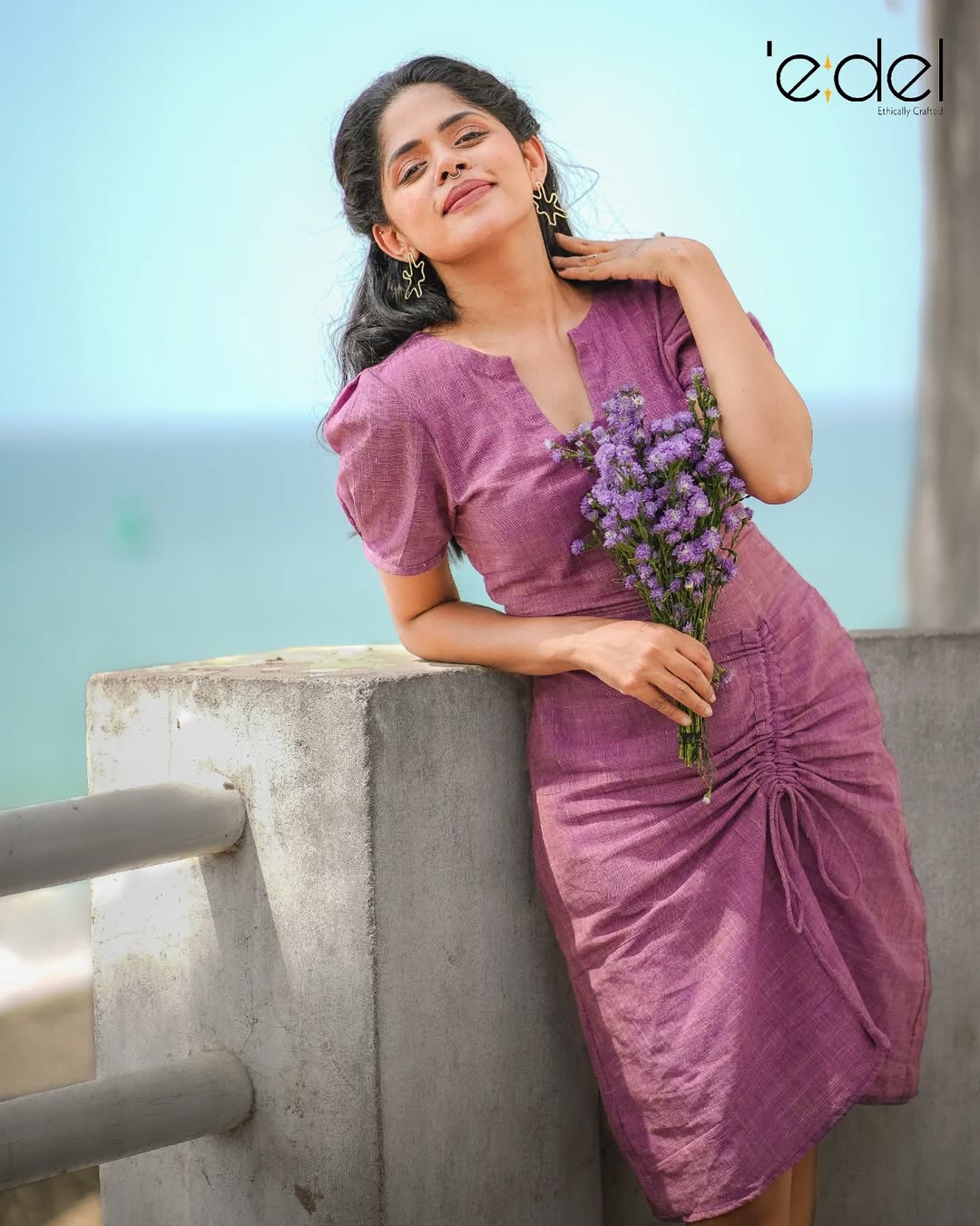 Mauve Mirage Khadi Dress