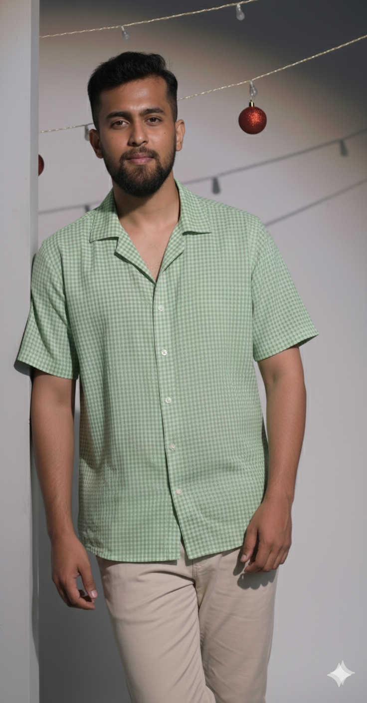 Green Gingham Breeze Shirt
