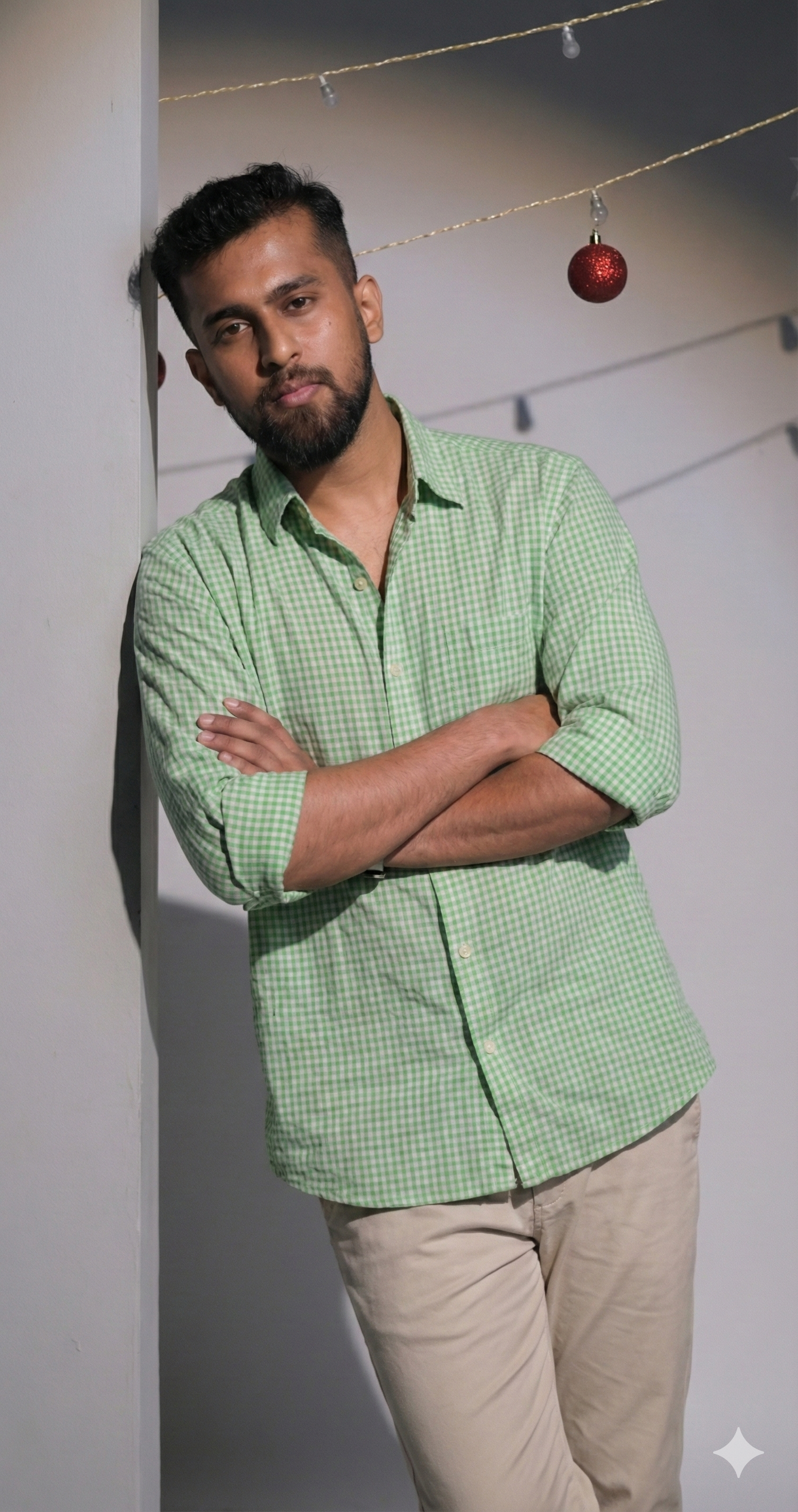 Green Gingham Check Shirt
