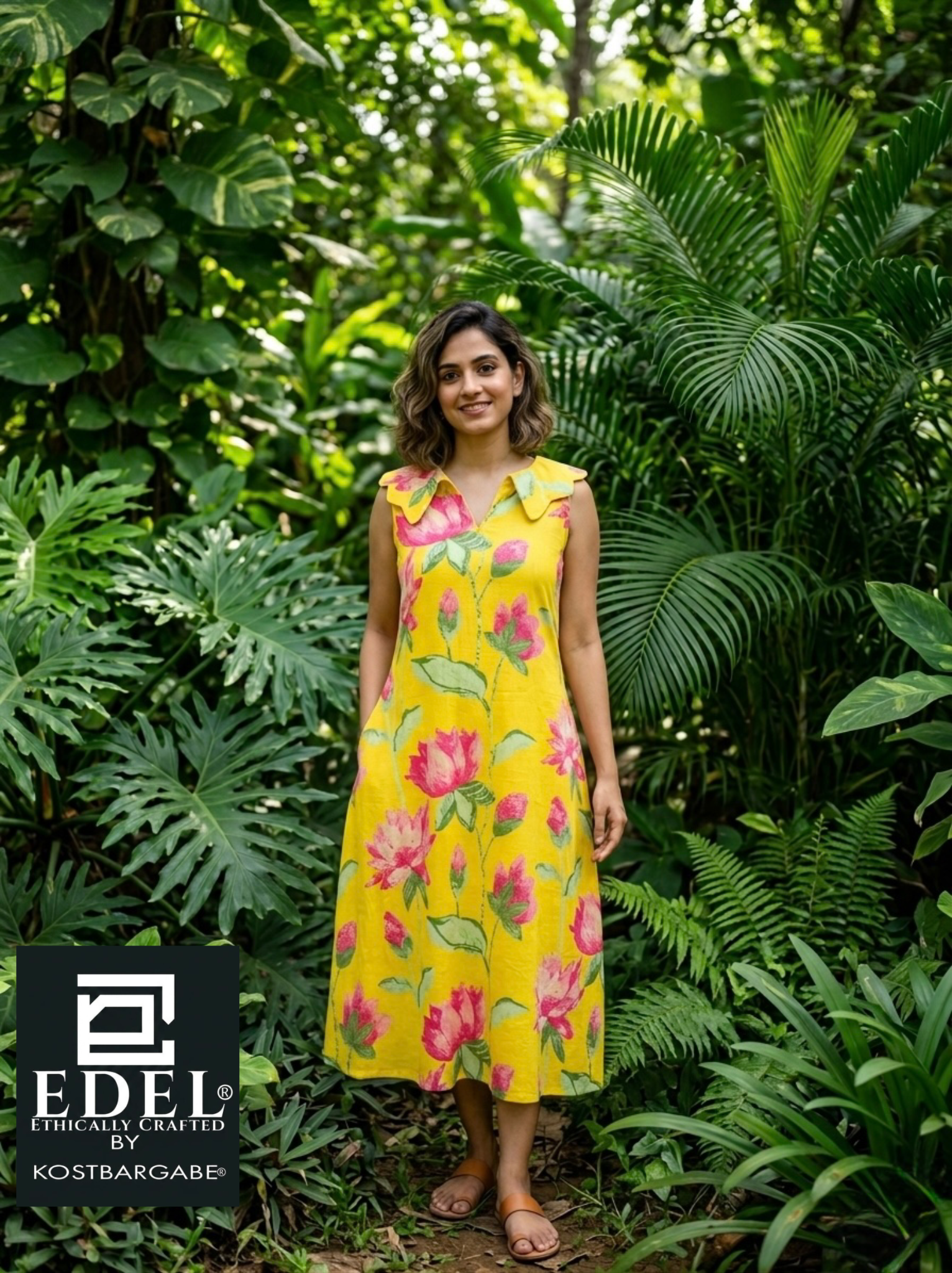 Yellow Bloom Midi Dress